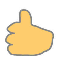 a slightly warped thumps up emoji